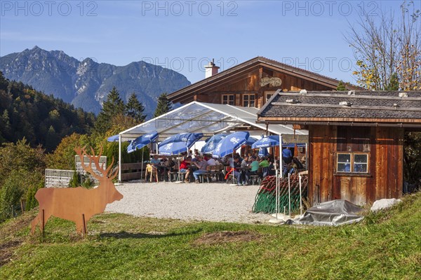 Graseck Alm with Berggasthof Kaiserschmarrn Alm, Garmisch-Partenkirchen, Werdenfelser Land, Upper