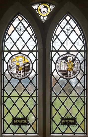 Church of John the Baptist, Barnby, Suffolk, England, UK stained glass roundel window by Margaret