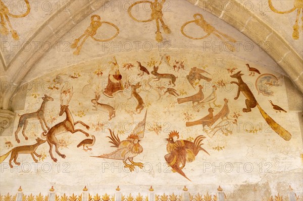 Image set of Casas Pintadas, Evora, Portugal unusual 16th-century murals paintings of creatures