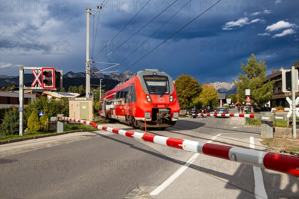 The Werdenfelsbahn, a local train operated by Deutsche Bahn, in Seefeld, Tyrol. The Werdenfelsbahn