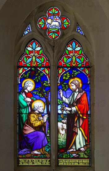 Stained glass window by Thomas Baillie Saint Peter given keys by Jesus Christ, 1862 Thorington