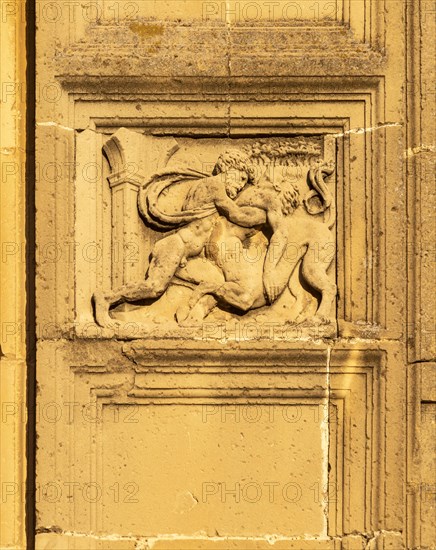 Carved stonework detail, church of Sacred Chapel of El Salvador, Sacra Capilla del Salvador, Ubeda,