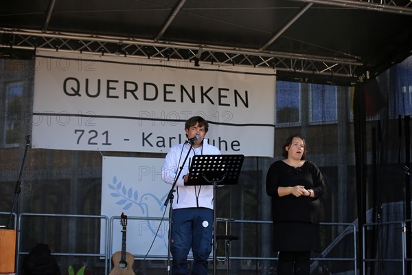 Karlsruhe: Michael Ballweg speaks at the Corona protests against the measures taken by the federal