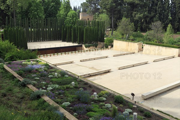 Generalife Theatre, Teatro Del Generalife, empty open-air theatre, Alhambra, Granada, Andalusia,
