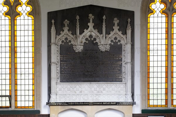 Inside village parish church of Saint Peter, Everleigh, Wiltshire, England 1813 memorial to Francis