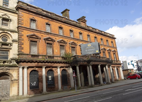 Large nineteenth century buildings, Butetown, Cardiff Bay, South Wales, UK, Merchant Place