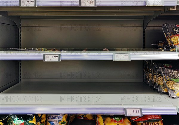 Empty supermarket shelves, delivery bottlenecks, delivery difficulties, Witten, North