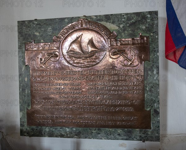 Lifeboat tragedy 1899 memorial monument church of Saint Peter and Saint Paul, Aldeburgh, Suffolk,