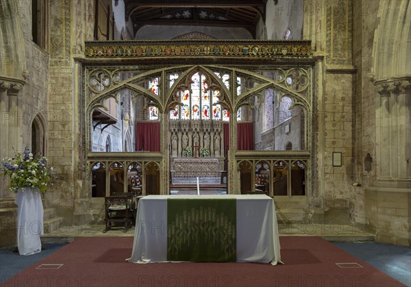 Church of Saint Mary, Berkeley, Gloucestershire, 15th century ornate stone rood screen