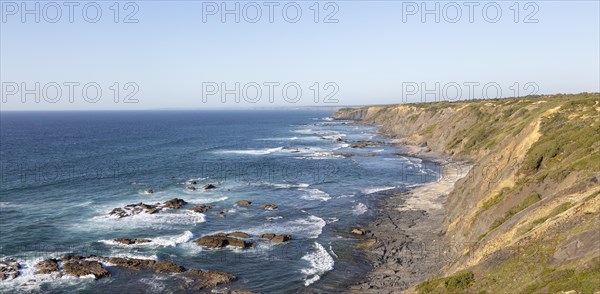 Rocky rugged coastal landscape on the Rota Vicentina Fisherman's Trail long distance footpath
