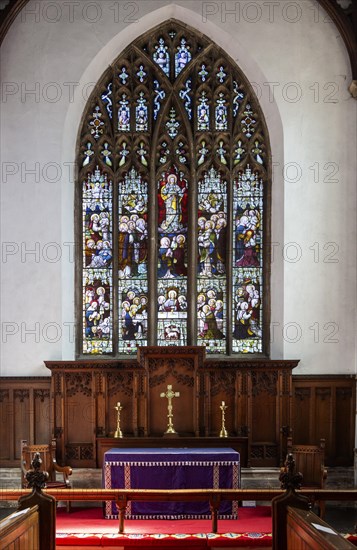 Stained glass east window Halesworth church, Suffolk, possibly Lavers, Barraud and Westlake c 1889