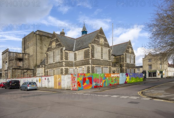 Derelict Mechanics Institute building in the Railway Village, Swindon, Wiltshire, England, UK