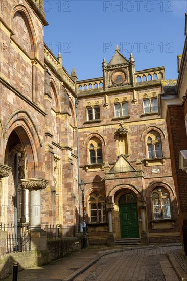 Historic architecture of Royal Albert Memorial Museum buildings in Gandy Street, Exeter, Devon,