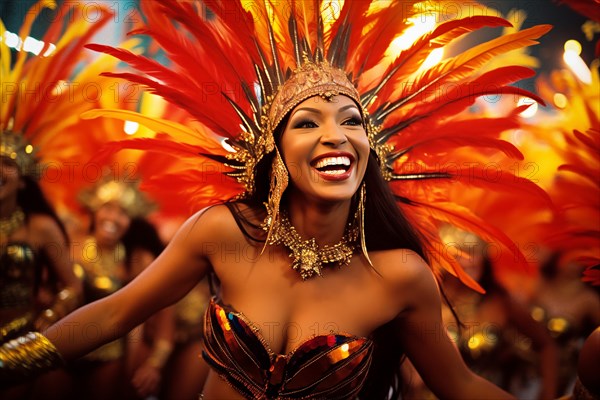 Captivating image capturing the essence of the Rio Carnival, showcasing a dancer adorned in an