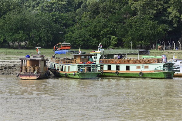 Excursion boat on the Irrawaddy, also known as Ayeyarwady, river between Mandalay and Bagan,