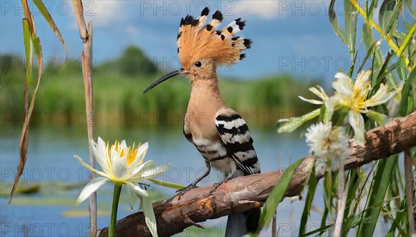 KI generated, animal, animals, bird, birds, biotope, habitat, a, individual, water, reeds, water