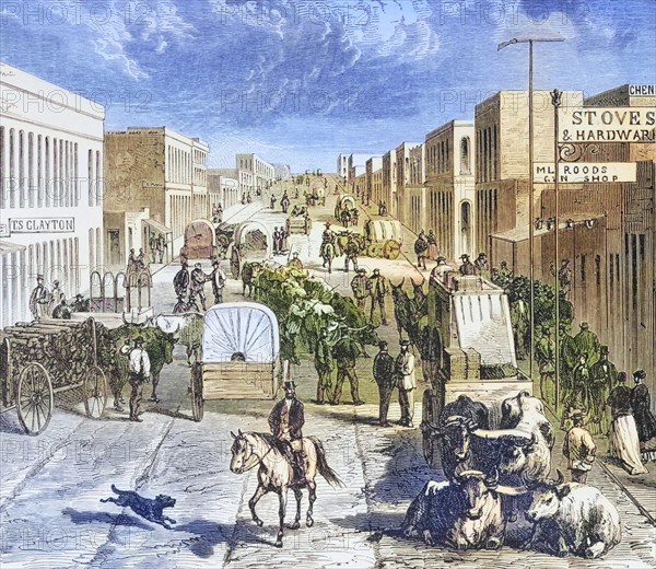 Street in Denver Colorado in the 1870s. From American Pictures Drawn With Pen And Pencil by Rev