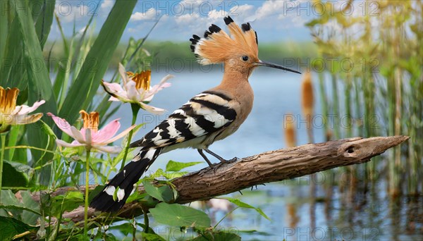 KI generated, animal, animals, bird, birds, biotope, habitat, a, individual, water, reeds, water