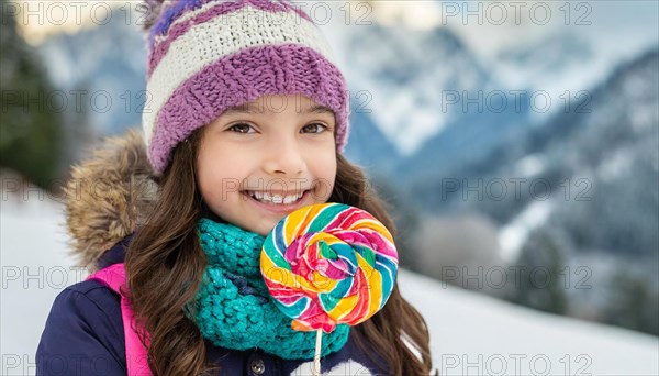 AI generated, Two little girls are happy about a lolly, lollipop, lollipop, human, people, person,