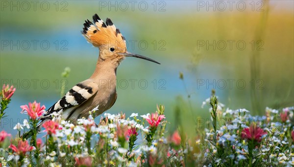 KI generated, animal, animals, bird, birds, biotope, habitat, one, individual, reed, water lilies,