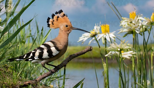 KI generated, animal, animals, bird, birds, biotope, habitat, one, individual, water, reeds, water