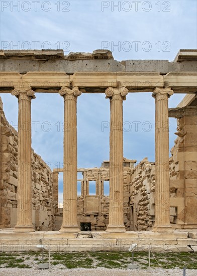 East facade of Erechtheion or Erechtheum, Temple of Athena Polias, Acropolis of Athens, Greece,