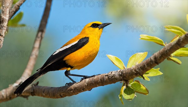 KI generated, animal, animals, bird, birds, biotope, habitat, one, individual, blue sky, foraging,