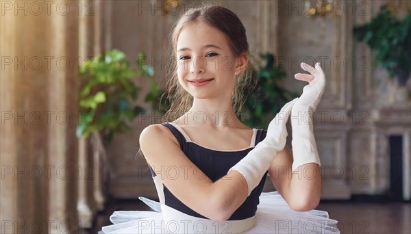 AI generated, girl, 10, 12, years, brunette, dancing, dancing, ballet, study, exercise, classical,