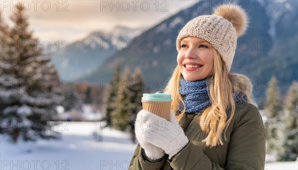 AI generated, human, humans, person, persons, woman, woman, one, coffee, coffee cup, coffee to go,
