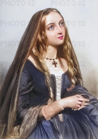 Elizabeth Woodville, 1437-1492, queen and wife of King Edward IV of England. Engraved by H. Austin