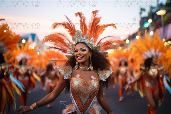 Captivating image capturing the essence of the Rio Carnival, showcasing a dancer adorned in an