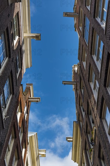 Row of houses with pulleys, architecture, Middle Ages, trade, trading city, warehouse district,