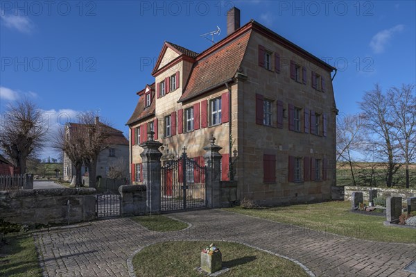Historic vicarage from1734 of the St.Egidienkirche, Beerbach, Middle Franconia, Bavaria, Germany,