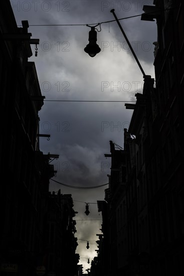 Row of houses with pulleys, architecture, Middle Ages, trade, trading town, warehouse district,