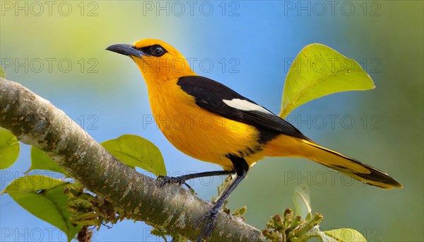 KI generated, animal, animals, bird, birds, biotope, habitat, one, individual, blue sky, foraging,