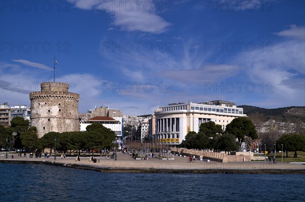 White Tower, Royal Theatre, State Theatre, waterfront promenade, Thessaloniki, Macedonia, Greece,