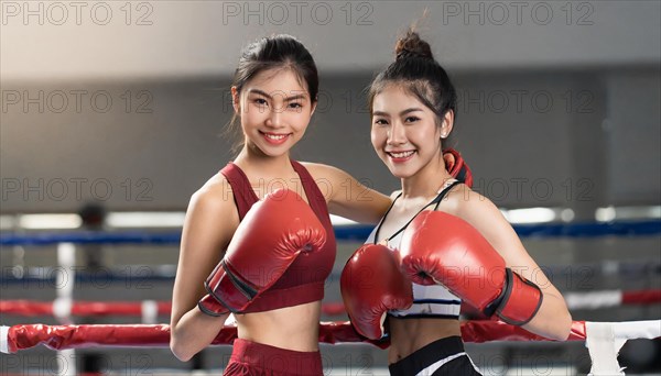 AI generated, woman, woman, 35, years, thai, thai, sport, boxing, gloves, thai boxing, muay thai,