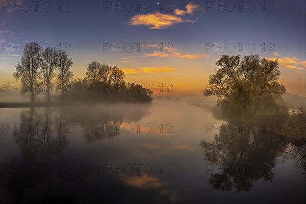 A beautiful foggy autumn morning on the Ruhr near Iserlohn. Photographed from Schoof's bridge as a