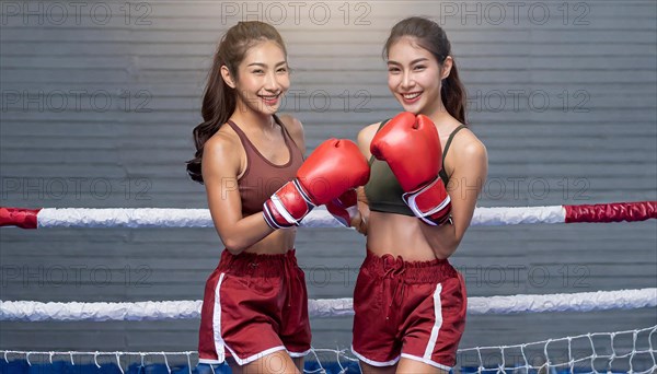 AI generated, woman, woman, 35, years, thai, thai, sport, boxing, gloves, thai boxing, muay thai,