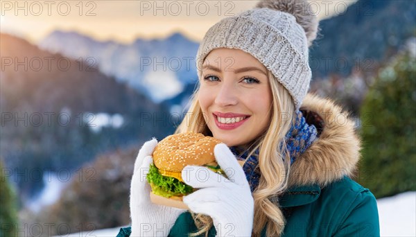 AI generated, human, humans, person, persons, woman, woman, 25, years, one, outdoor, ice, snow,