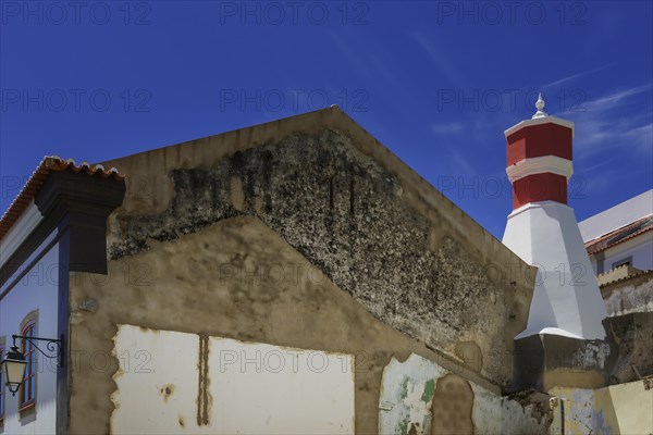 Old house facade with tower, village, mediterranean, facade, demolition, renovation, Monchique,