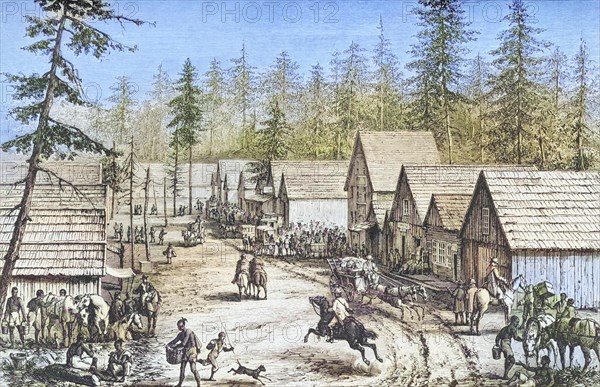 Street scene in Cisco Station, California in the 1870s. From American Pictures Drawn With Pen And