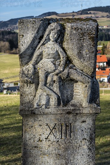 Stone relief, Way of the Cross station number 13 on the Buchenberg, Buchenberg, Allgaeu, Bavaria,