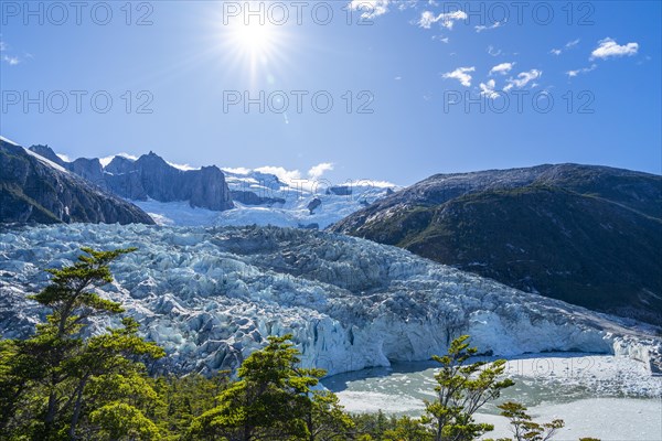 Ice and crevasses at Pia Glacier, Alberto de Agostini National Park, Avenue of Glaciers, Chilean