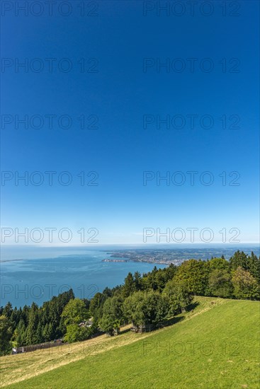 View from the Pfaender, 1064m, local mountain of Bregenz, to Lindau, Lake Constance, Vorarlberg,