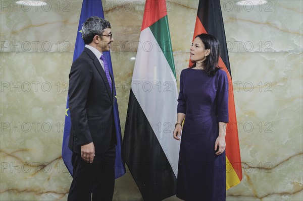 (R-L) Annalena Baerbock (Alliance 90/The Greens), Federal Foreign Minister, and Sheikh Abdullah bin