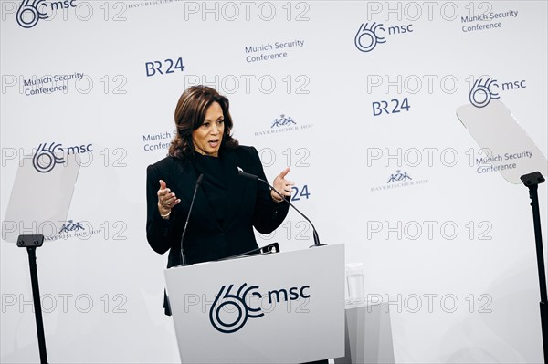 Kamala Harris, US Vice President, recorded during a speech at the Munich Security Conference (MSC)