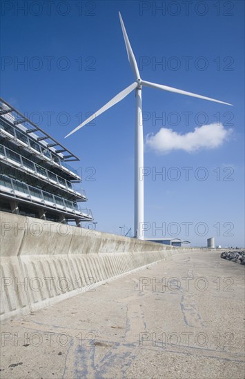 Large wind turbine known as Gulliver by Orbis energy centre, Lowestoft, Suffolk, England, United
