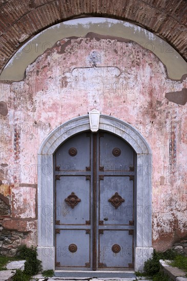 Exterior view of Rotonda, Rotunda of Galerius, Roman round temple, entrance door, Thessaloniki,