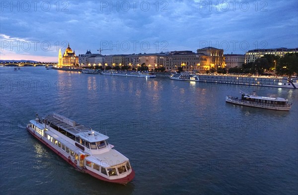 View of the Danube and the parliament building on 20 July 2019